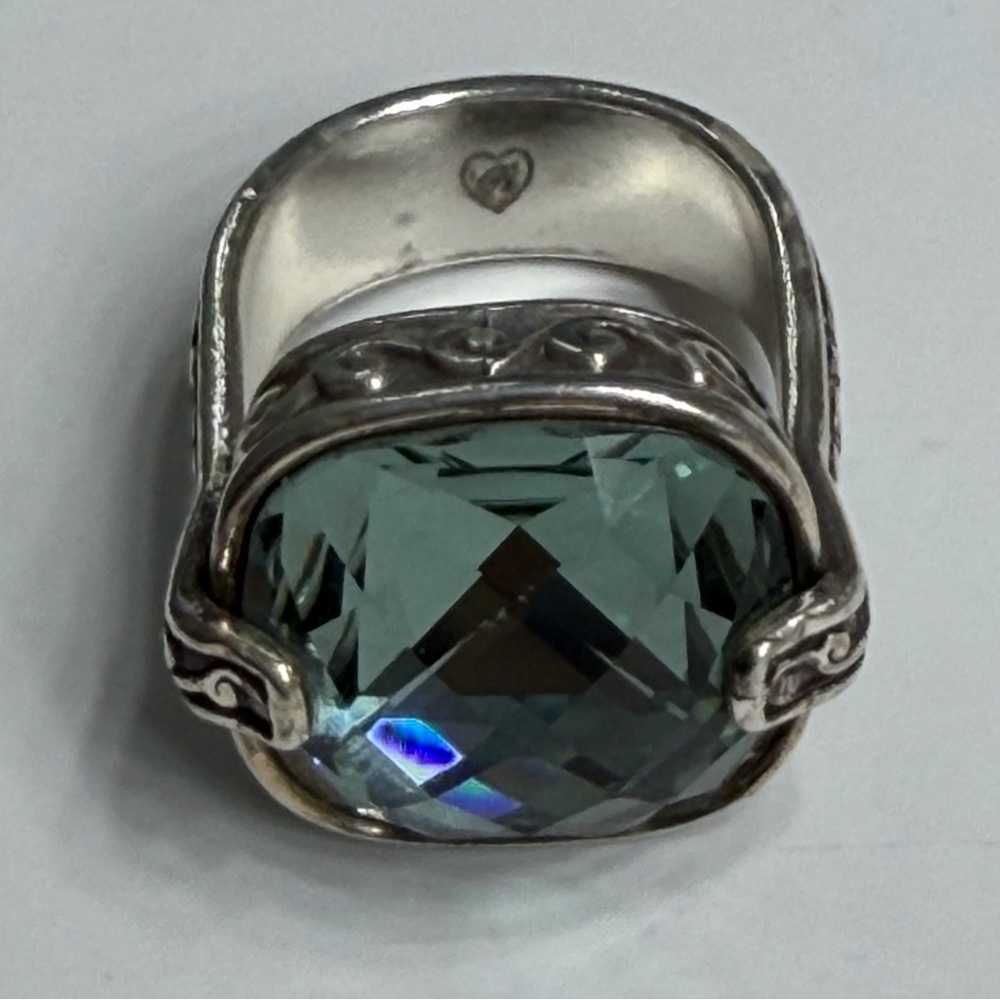 Brighton Venus Rising Ring and matching earrings with aqua crystal stone set - Picture 2 of 5